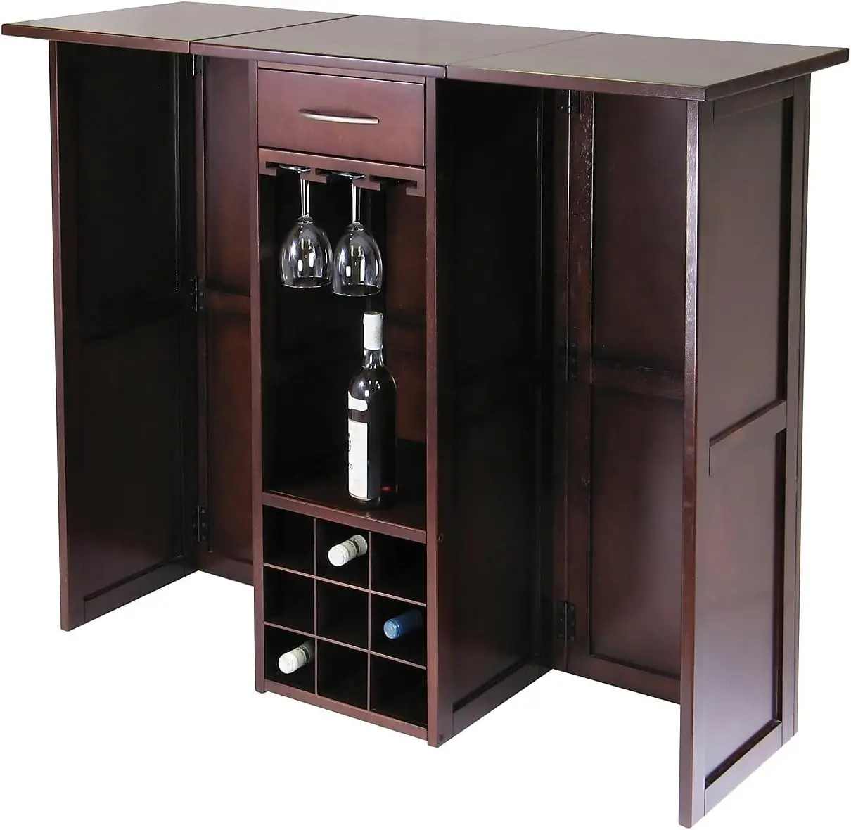 Newport 40.16 x 50 x 17.87-Inch Wood Expandable Counter Wine Bar, Antique Walnut (94350)