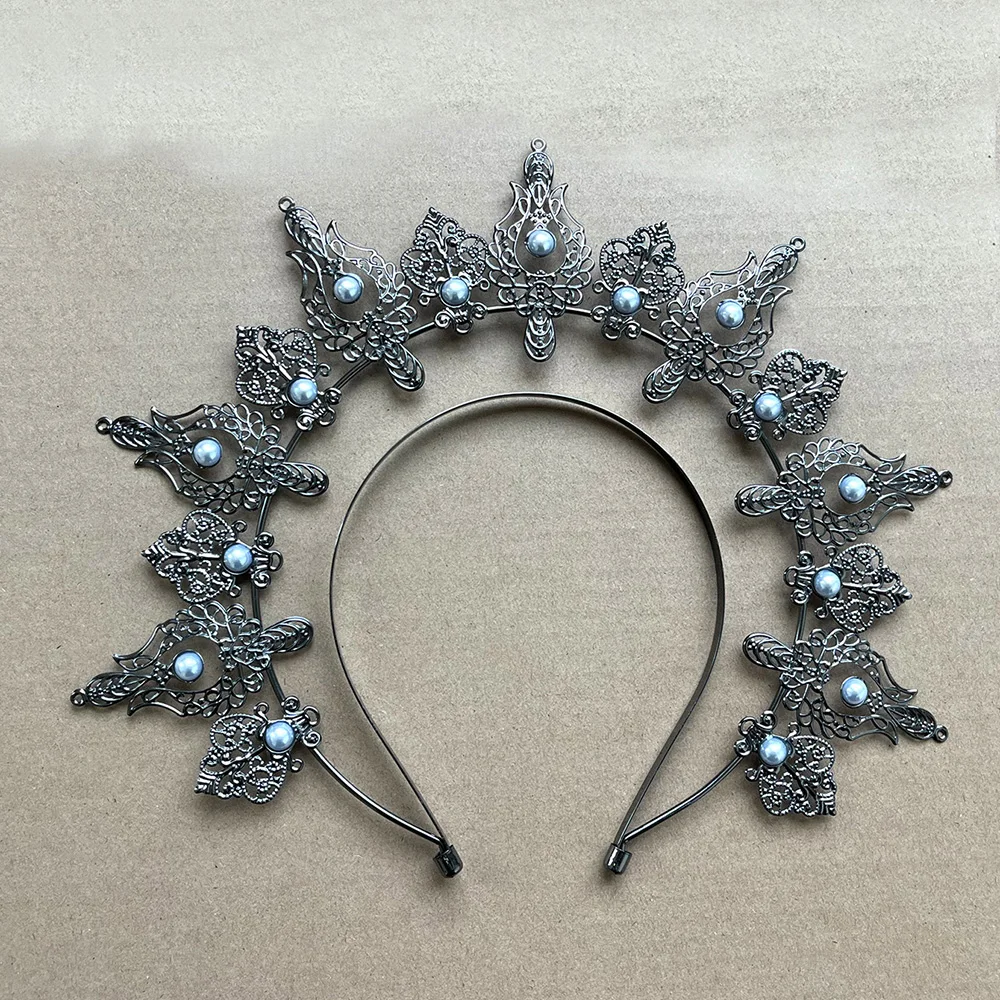 1pc Trendy Divine Halo Crown Baroque Neutral Tiara Party Banquet Holiday Exaggerated Eye-Catching Women Hair Accessory Crown