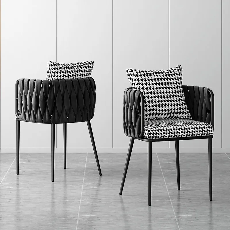 Hot Sale Luxury Modern Creative Minimalist Comfortable Soft Fabric Dining Chair with Metal Feet Home Office Apartment Hotel