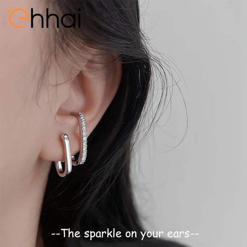 

Ehhai 1.2mm Moissanite Personalized Design Geometric Piercing Stud Earrings for Women S925 Sterling Silver Jewelry Gifts Aretes