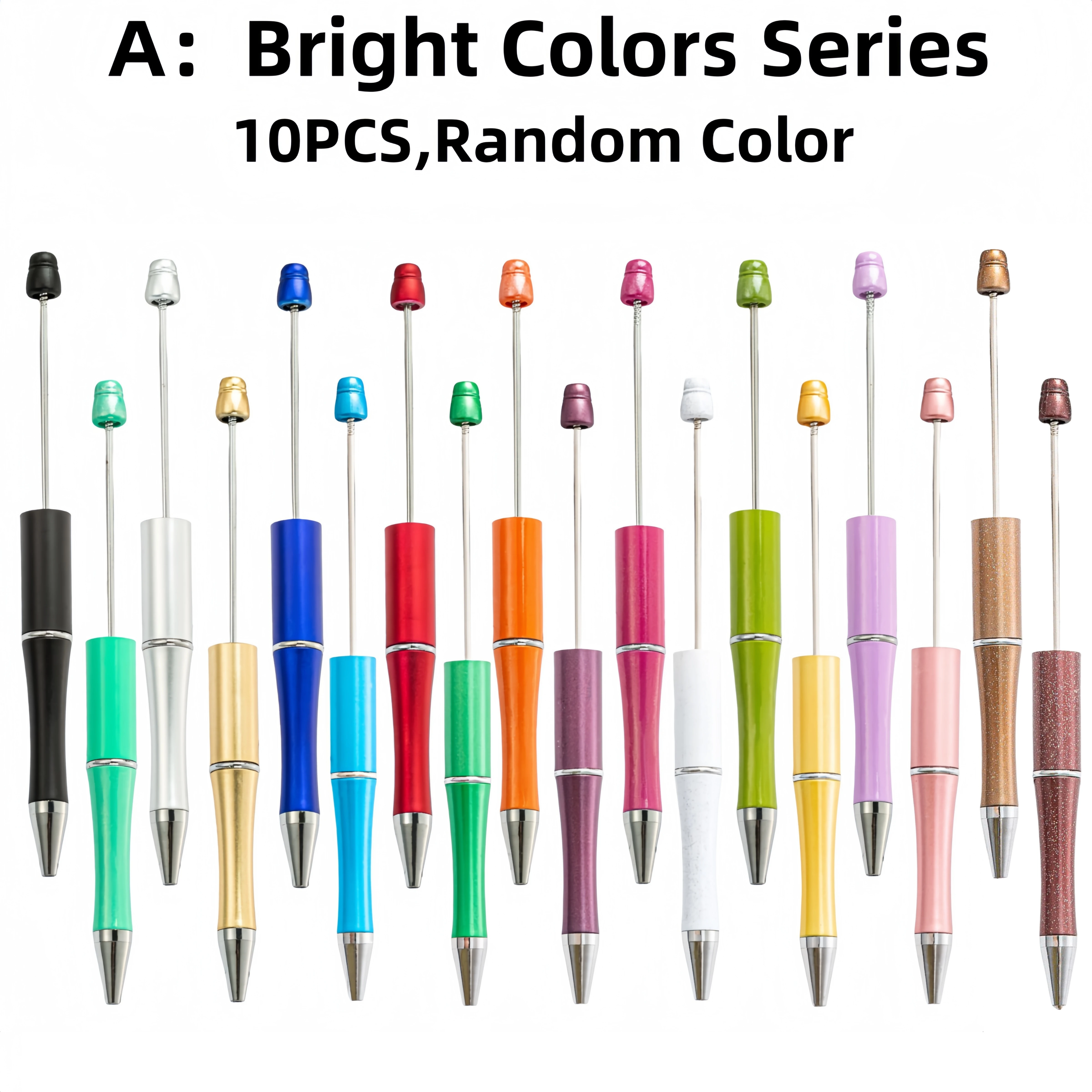 10PCS/20PCS/50PCS new plastic material black ink bead ballpoint pen,designated creative series (random color),perfect for DIY