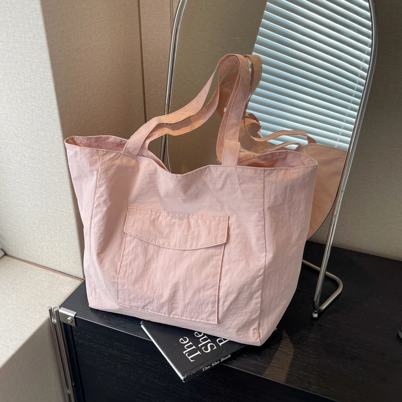 Large Capacity Cloth Simple Casual Shoulder Bags Zipper Versatile Durable Bags for Women 2024 High Quality Shopping Tote