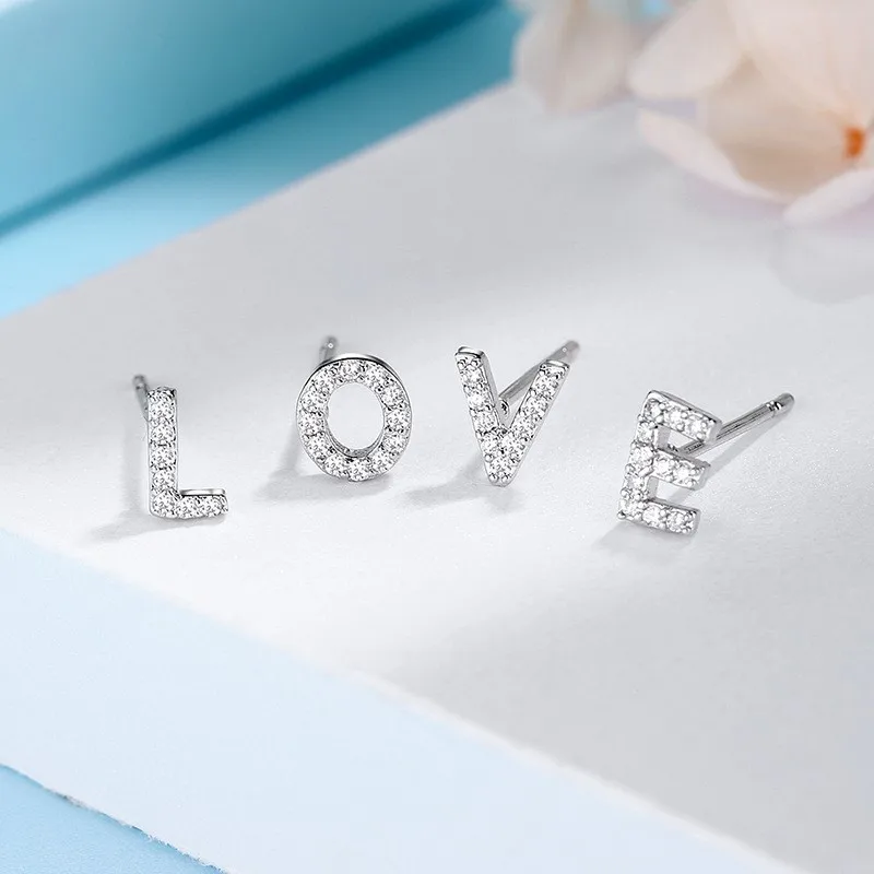1 Single Micro-inlay CZ Initial Letter Alphabet Stud Earring for Women Girl