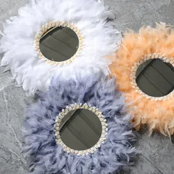 New Feather Shell Decorative Mirror Nordic Decorative Living Room Bedroom Dressing Mirror Bathroom Decorative Mirror