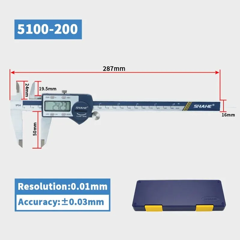 SHAHE Gehard roestvrij staal Digitale schuifmaat Elektronische schuifmaat Micrometer meetinstrumenten