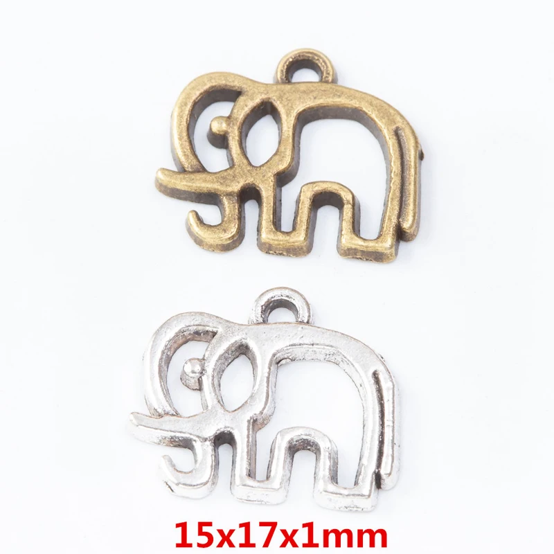 100pcs 15*17MM ZAKKA Grocery Creative Vintage Line Element Elemental Elephant Handmade DIY, Bronze Popular Necklace Jewelry Pend