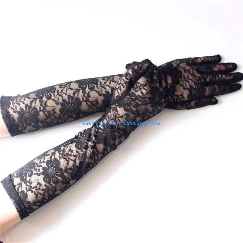 

573B Lace Gloves For Women Prom Gloves Bridal Gloves for Wedding Flower Long Gloves