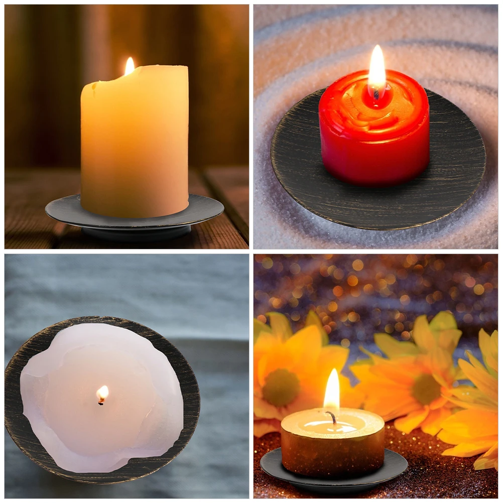 

2pcs Iron Holder Retro Metal Candlestick Stable Decorative Home Party Table Decors Pillar Candles Iron Plate