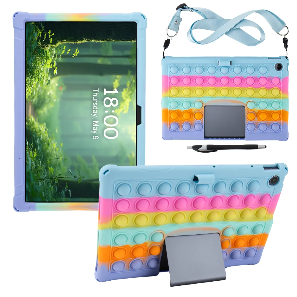 Kids Safe Case For Lenovo Tab Plus Xiaoxin Pad Studio 2024 11.5 inch Model TB-351FU Soft Silicone Cover With Shoulder Strap Capa