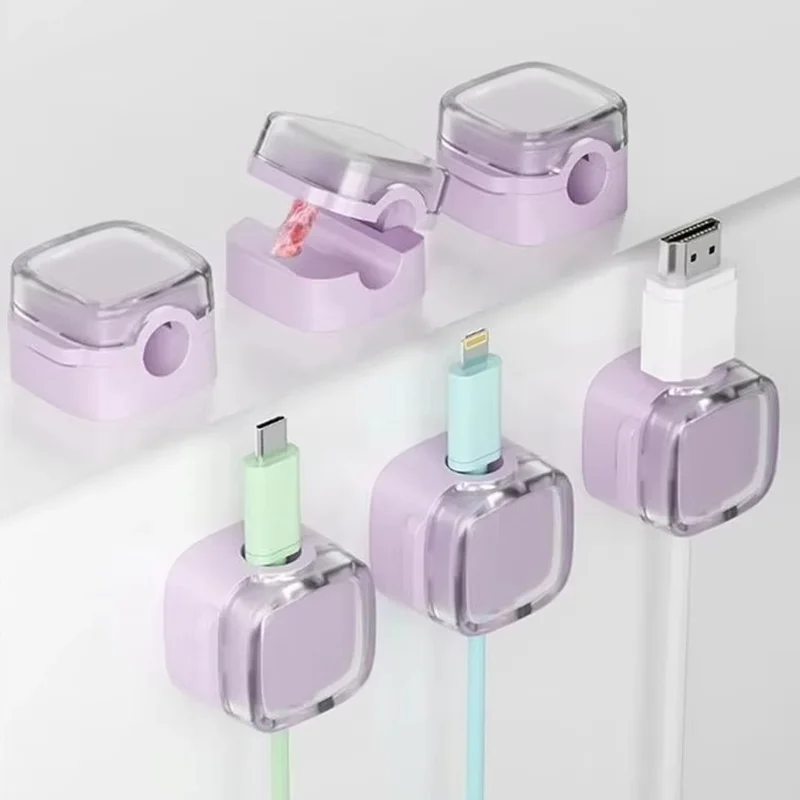 6Pcs Magnetic Cable Organizer Clips Acrylic Cable Management Clip Smooth Adjustable Cord Holder For Table Edge Wire Management