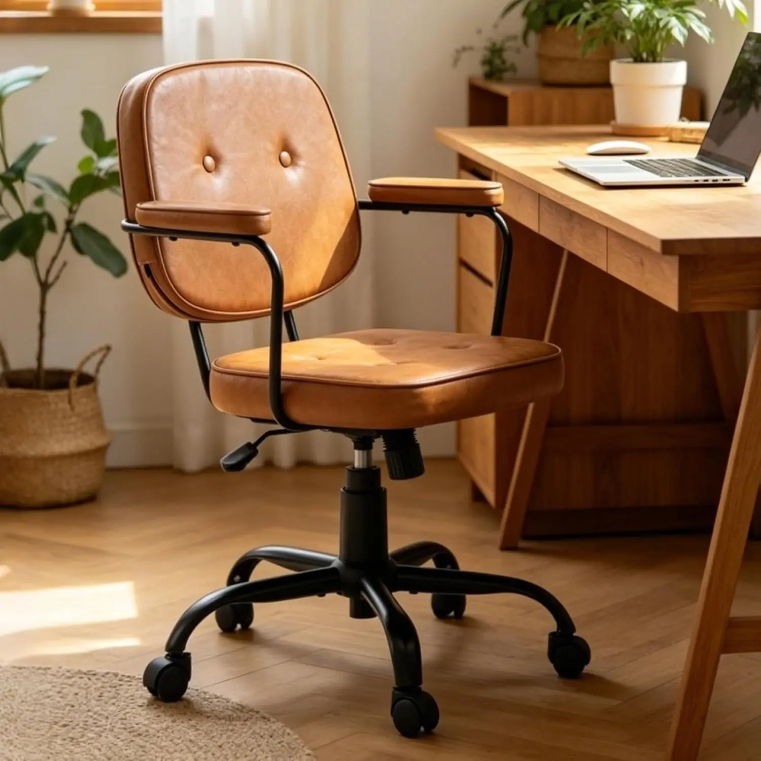 Compact Swivel Desk Chair with Arms & Wheels Adjustable Rolling Task Chair for Home Office Bedroom Study, Customized