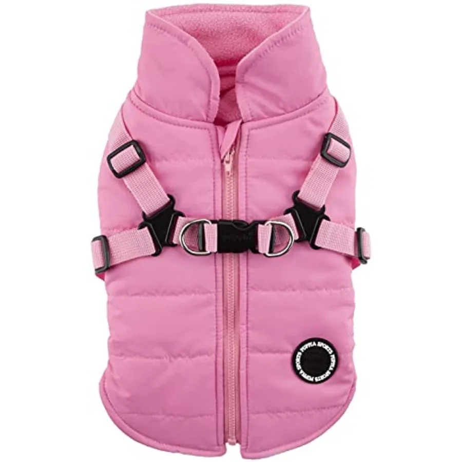 

Mountaineer Winter Dog Coat with integrated harness No Pull Cold Weather Waterproof Warm Fleece Back Zipper for and Dog