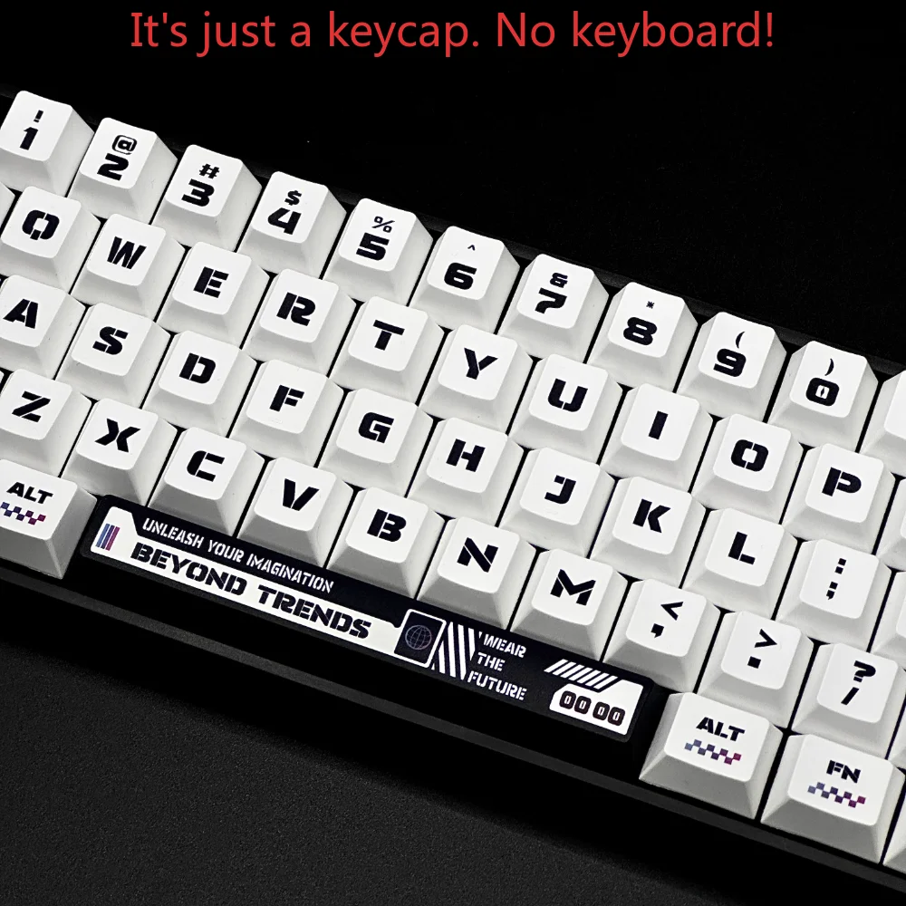 132 Keys Warframe Theme Black and White Mixed Color Keycaps PBT Cherry Keycap Set for MX Mechanical Keyboard Replacement Caps