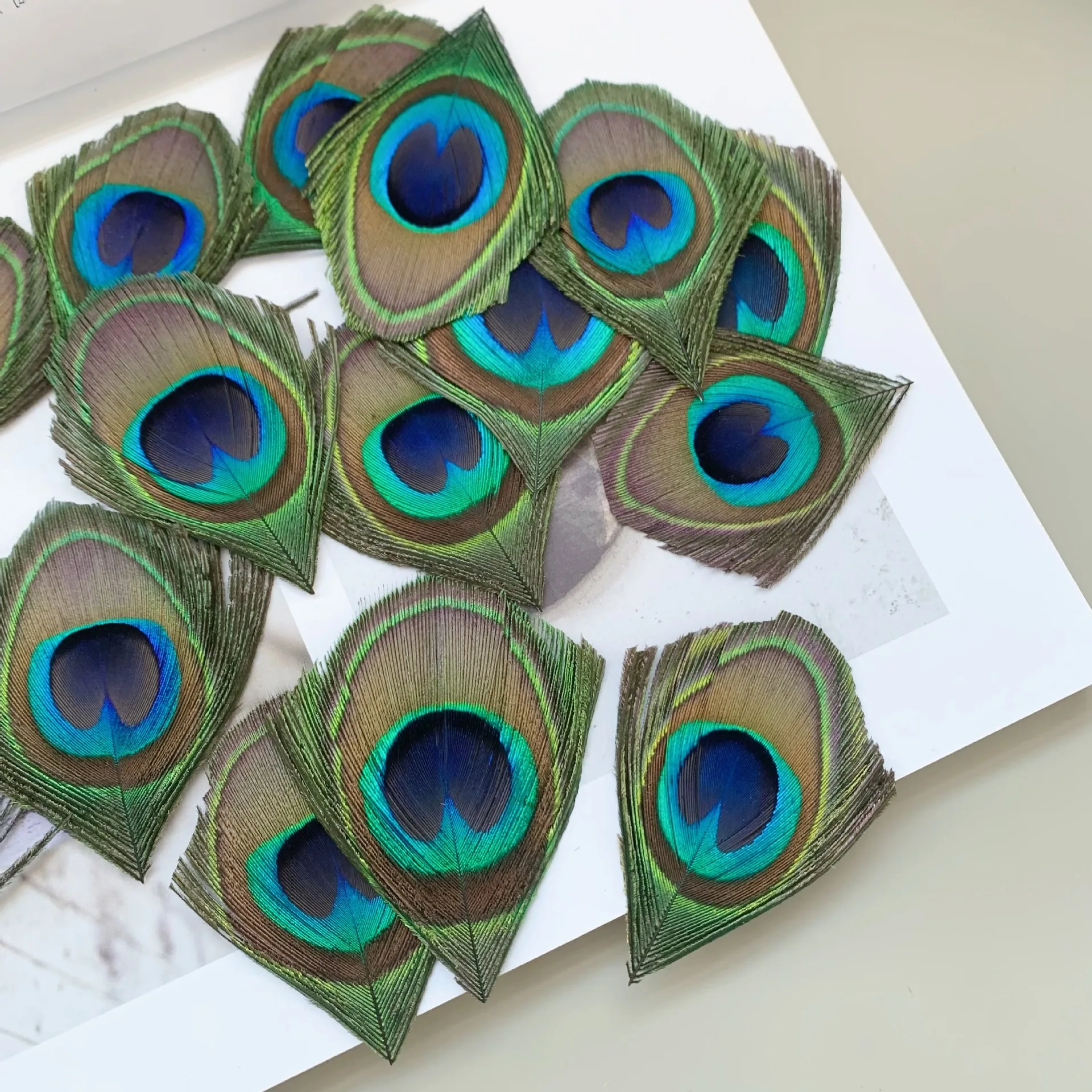 

50pcs 3-6cm Big Natural Peacock Feather Eye Blue for Crafts Needlework Decoration Pheasant Feather Decor Jewelry Carnival Plume
