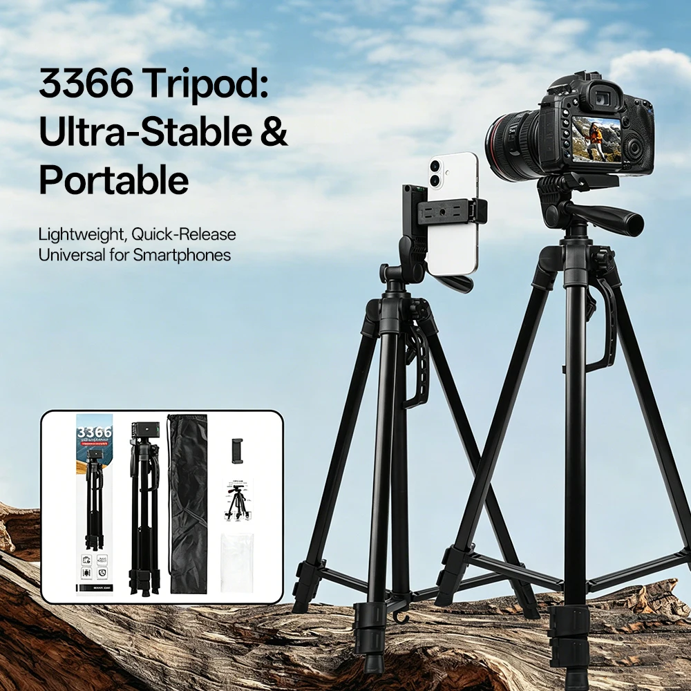 Phone Travel Self Tripod Aluminum Tall 55” 140CM Stand With 