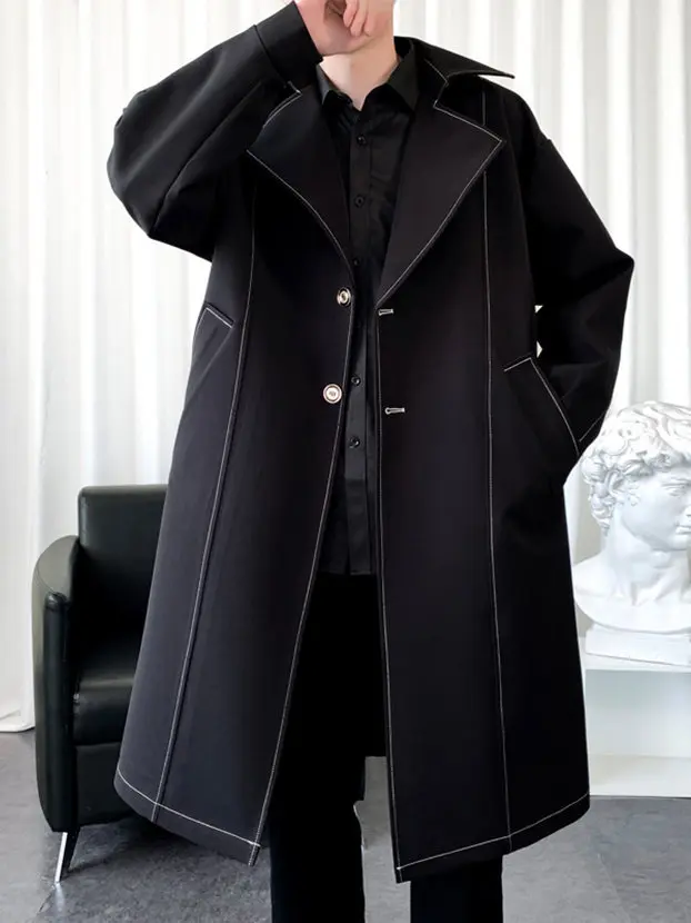 

Men's Mid-Length Jaet Autumn Winter New Sle Large Size Men's Clothing Windbreaker Outerwear Faionable Casual Coat