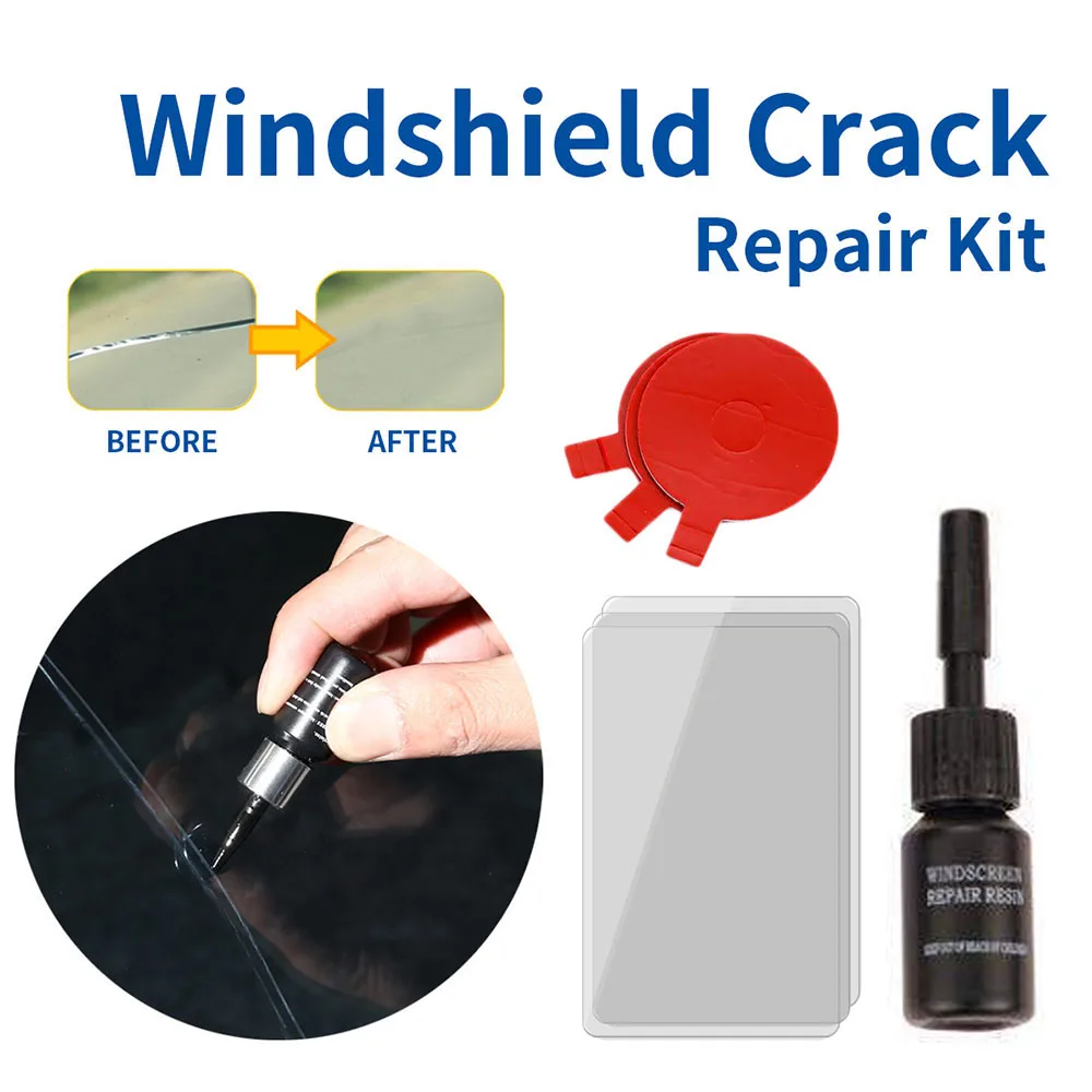 Windshield Repair Kit Car Glass Scratch Crack Restore DIY Windscreen Glass Repair Set with Curing Lamp Auto Window Repair Glue