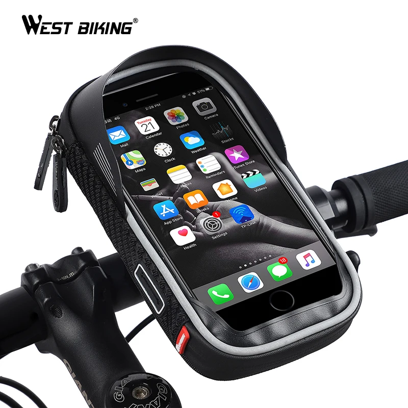 WEST BIKING Wasserdichte Fahrrad-Oberrohrtasche aus TPU, Fahrradrahmen-Vorderradtasche, passend für 6,5-Zoll-Handys, Fahrradtasche für MTB und Rennräder