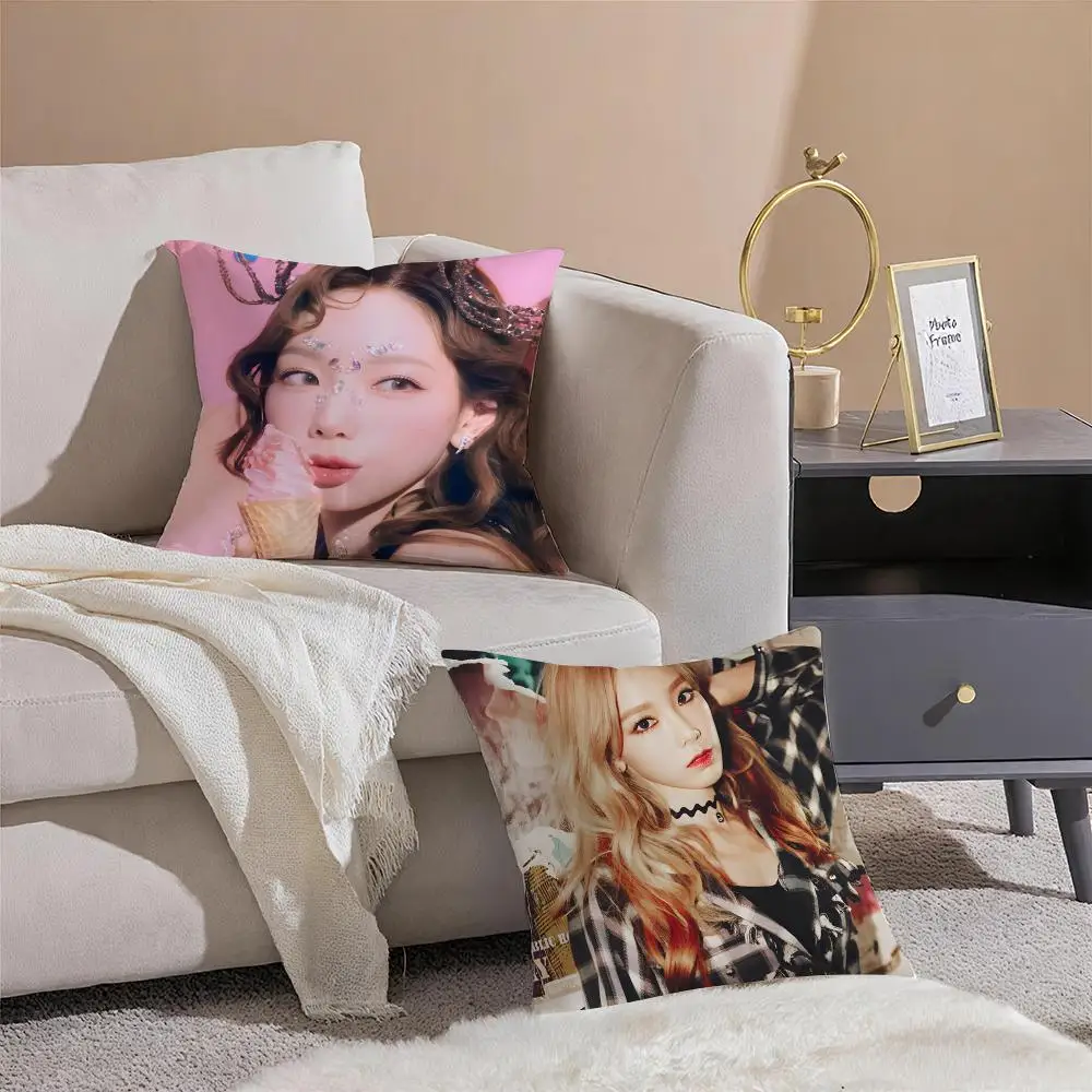 singer powerful T-Taeyeon Cushion Cover Throw Pillow Cover Hidden Button Durable Polyester Chair Cushion
