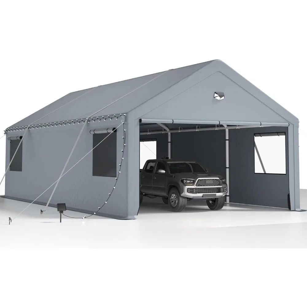 

13X25 Heavy Duty Carports with 180G Removable Side Walls, Carport Canopy, Portable Car Port Garage, Car Shelter All Weather