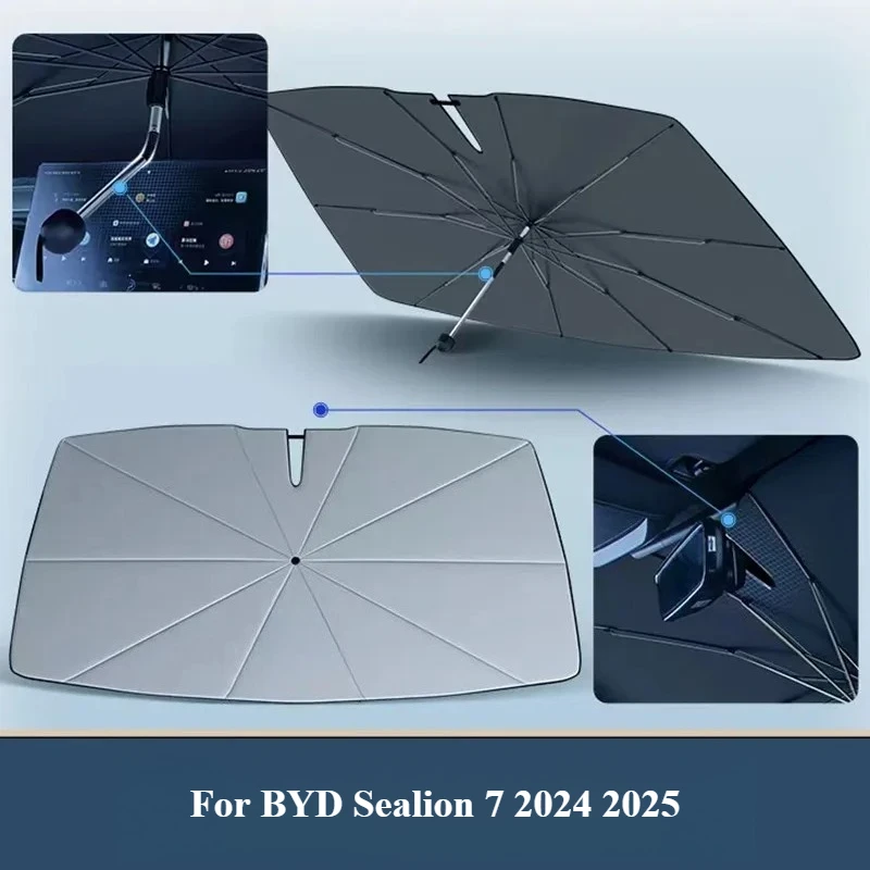 For BYD Sealion 7 2024 2025 Car Sunshade Umbrella Car Front Shield Heat Insulation Sunshade Curtain Sunshade Interior Accessorie