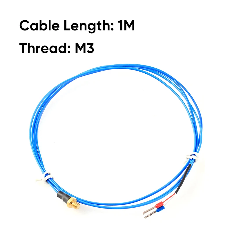 CG K/PT100 Typ M3 M4 Kupferschrauben-Thermoelement mit 0,5/1/2 m hochpräzisem, wasserdichtem PTFE-Kabel, 3D-Drucker-Temperatursensor