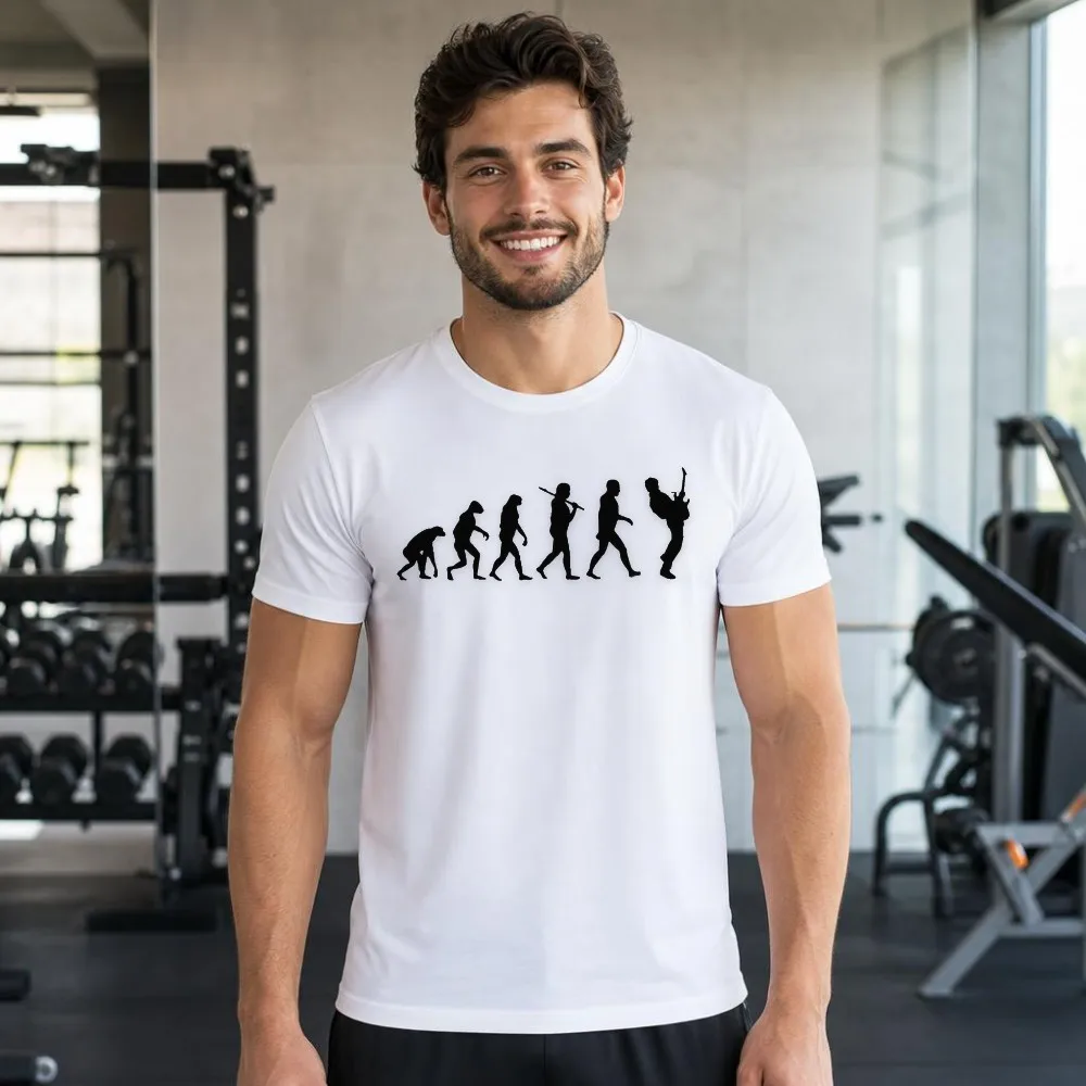 Men Summer Tee Guitar Player Silhouette Graphic Rock Music Funny Short Sleeve Holiday Wear Tops