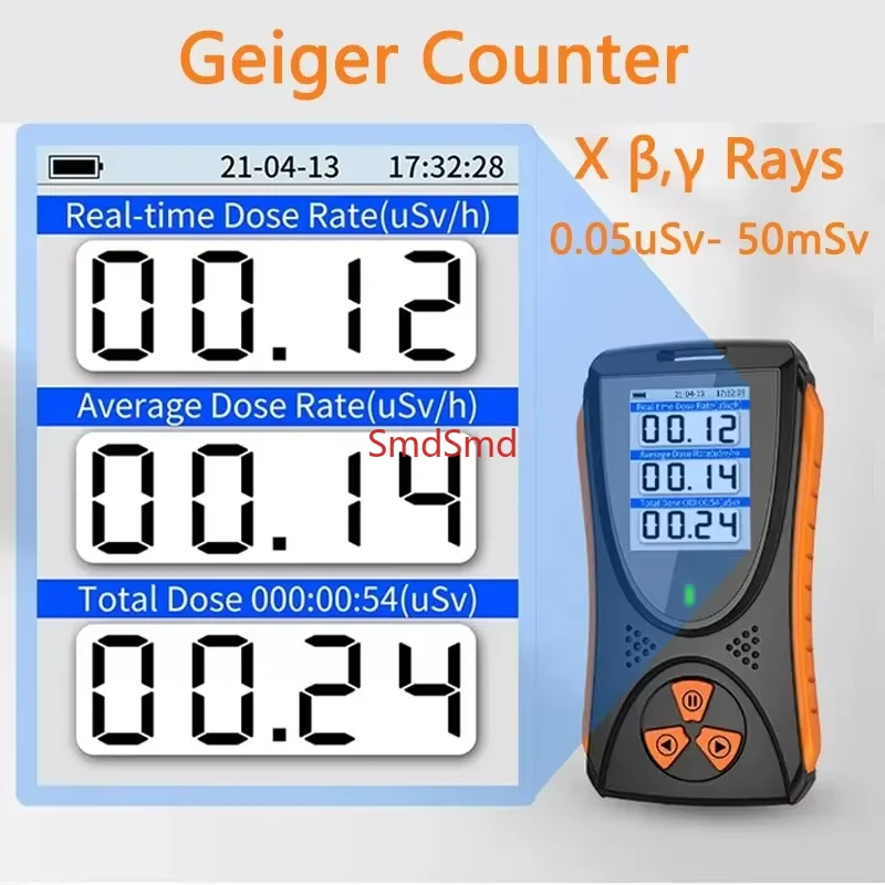 HFS-10 Nuclear Radiation Detector TFT 2.0 Color Screen Lithium Battery Sound Light Alarm Geiger Counter Industrial Experiment
