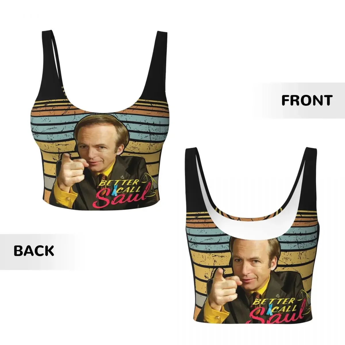 Custom Better Call Saul Classic Women Sports Vest Bra Gym Workout High Impact Yoga Crop Tank Tops