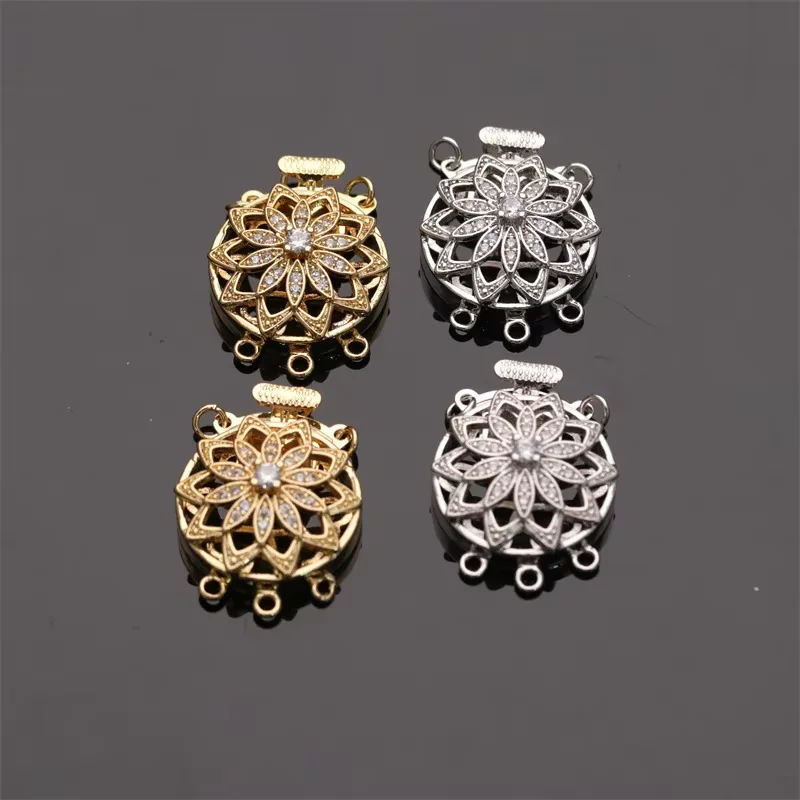 

21.5X27.5mm Cubic Zircon CZ Micro Pave Hollow Fower Clasp