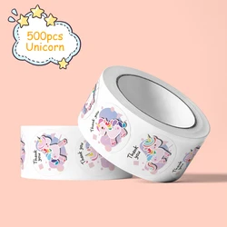 500pcs/roll Cute Unicorn Sticker Gift Tag Sticker Seal Sticker Wrapping Sticker Birthday Party Decoration Kids Favor Supplies