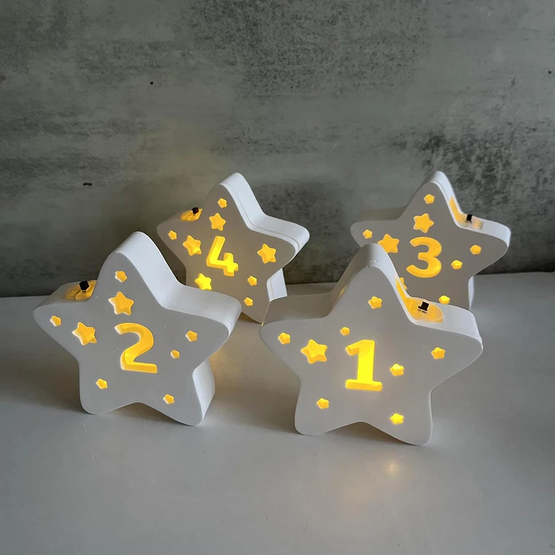 Star Hollow Digital Five-pointed Star Storage Box Silicone Mold Festive Atmosphere Decorative Light Plaster Resin Drop Glue Mold