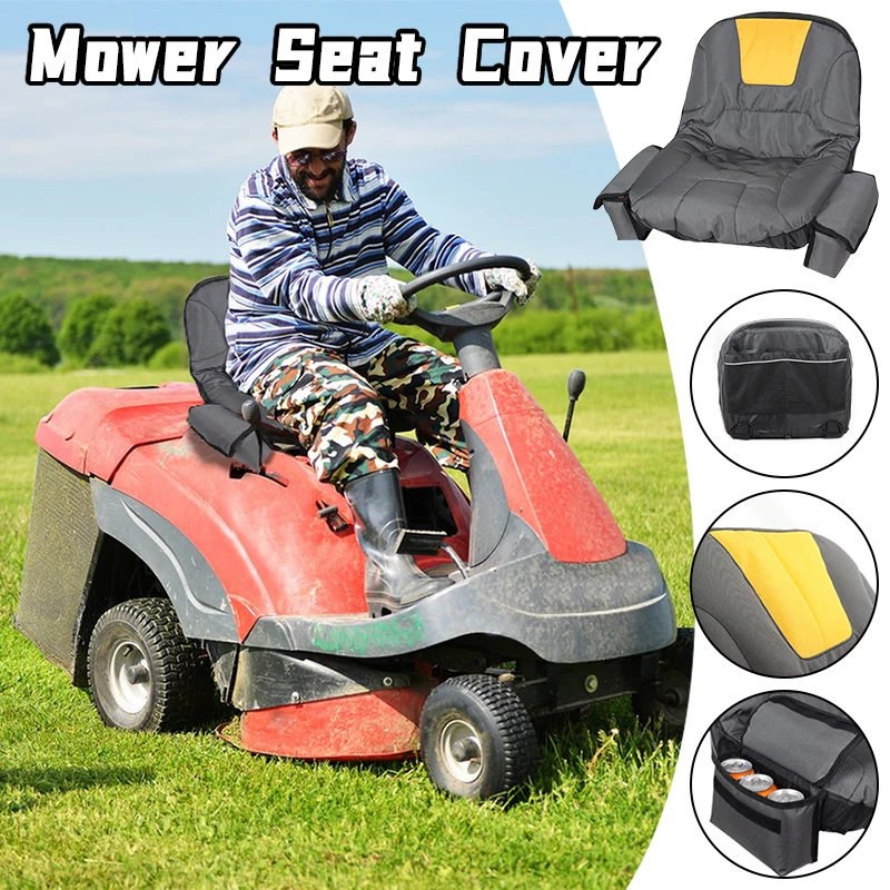 

600D Oxford Mower Seat Cover Waterproof Lawn Tractor Seat Cover UV Resistant Riding Mower Seat Protector with Storage Pockets
