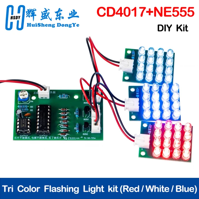 CD4017 + NE555 Lampa błyskowa Eksplozja-migająca dioda LED Suite Self DIY Learning Zestaw elektroniczny Moduł stroboskopowy Projekt produkcji