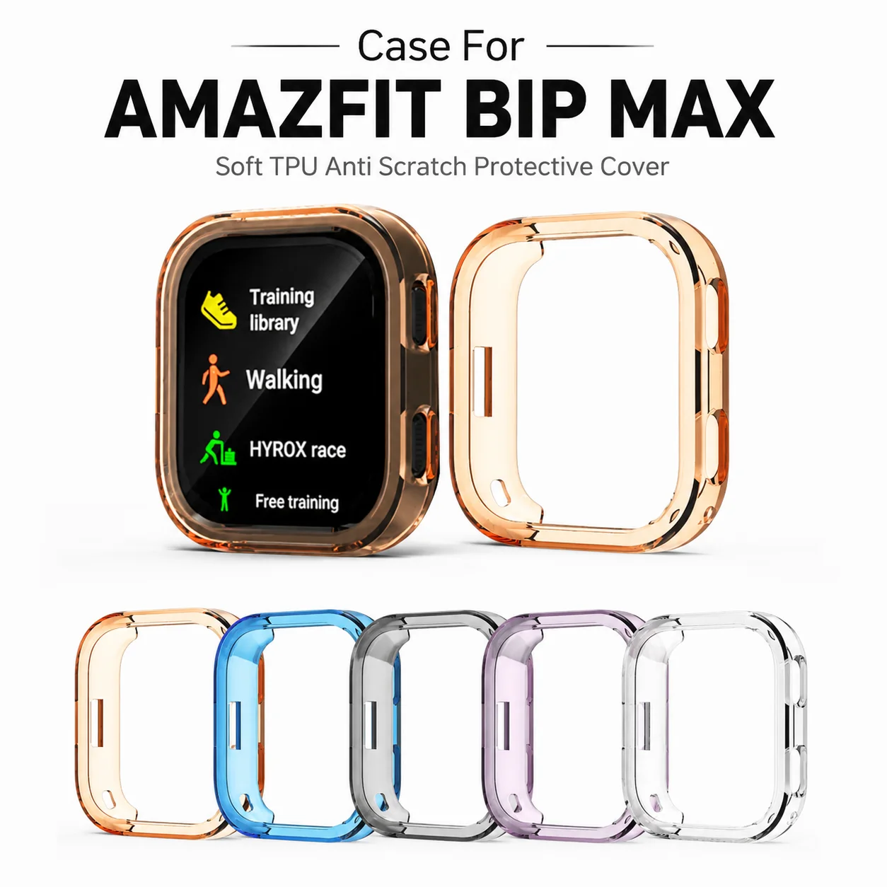 Soft TPU Hollow Case for Amazfit BIP Max Cover, Protective Shell Bumper For Amazfit Bip Max Smart Watch Frame Accessories