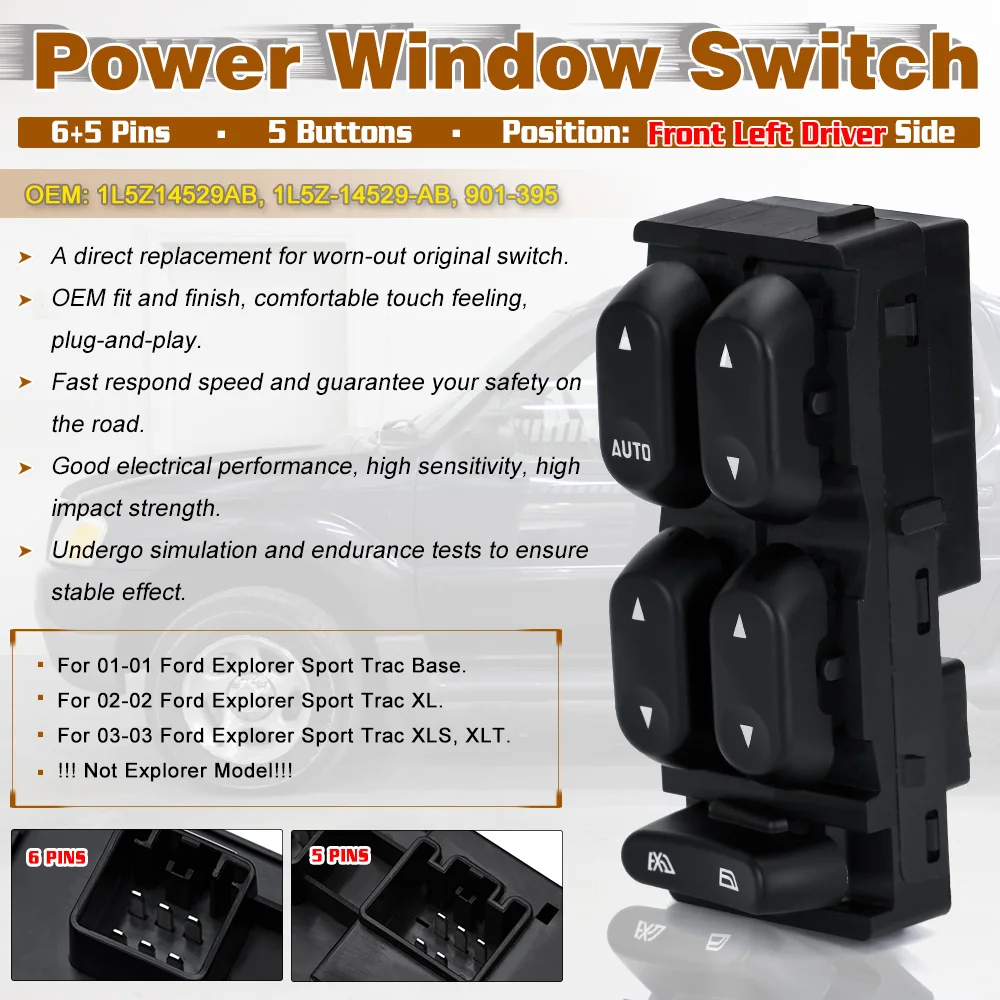 Consola de botón de interruptor de Control principal de ventana eléctrica para Ford Explorer Sport-Trac (no Explorer) 1L5Z14529AB 01-03