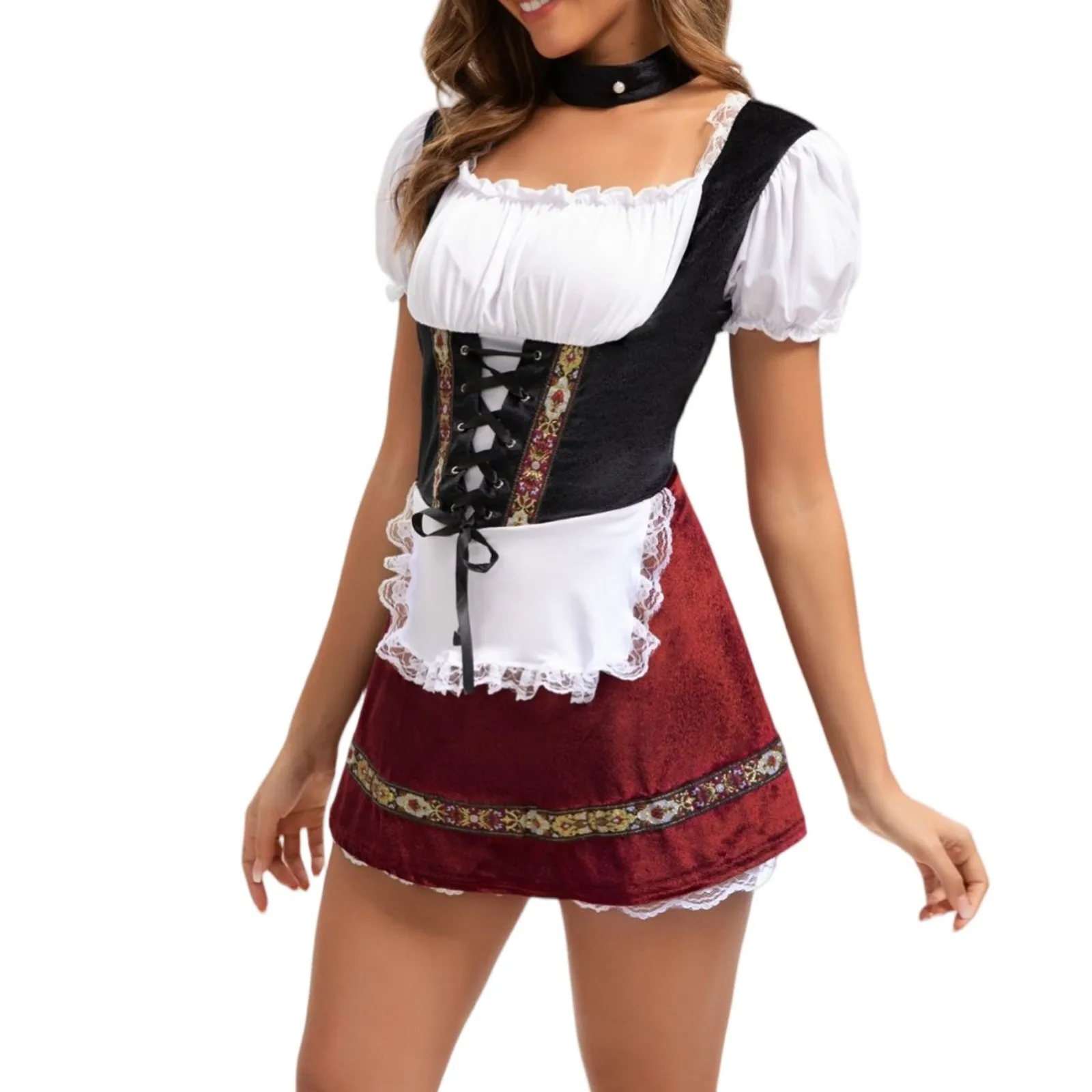 

Women Casual Beer Festival Cosplay Costume Sexy Dress Summer Oktoberfest German Bavarian Wench Waitress Maid Party Dresses