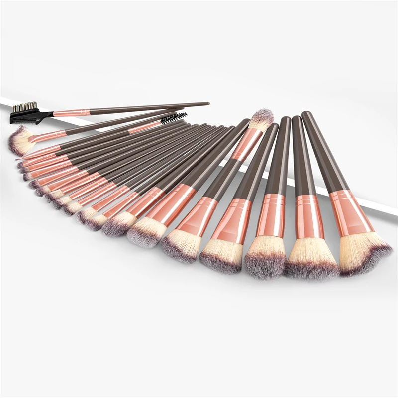 Tube épais en microfibre pour cheveux, outils cosmétiques, vente en gros, ensemble de pinceaux de maquillage noirs, délicats et doux au toucher, 20 pièces