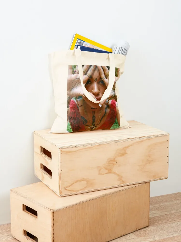 حقيبة حمل بورتريه من Greentea Peng حقيبة صديقة للبيئة حقيبة عربة التسوق حقيبة لقماش حمل الشاطئ #4