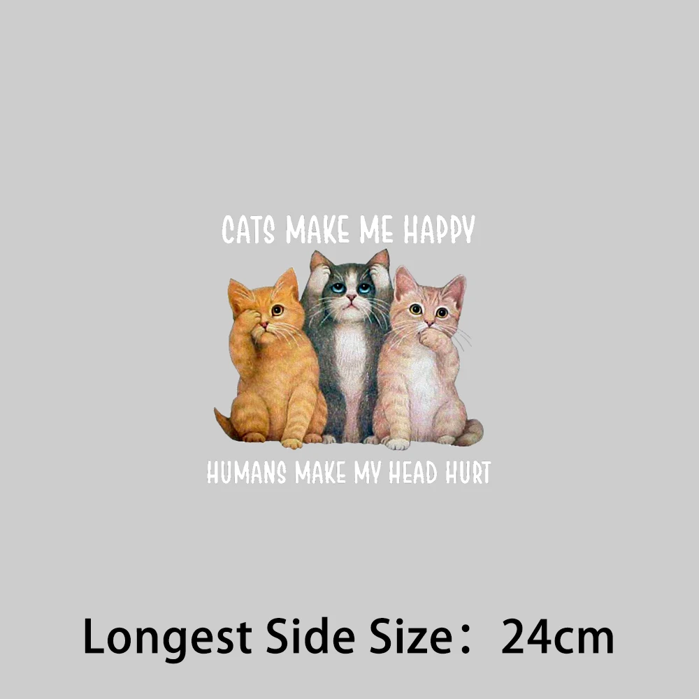 The Lively Cat Printed Self Adhesive With Ironing Way Is Suitable For Clothes Bag Thermal Transfer No Smell Hot Stamping Sticker