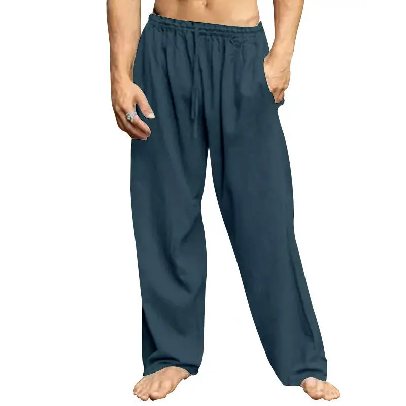 New Autumn Men's Hip Hop Loose Fit Breathable Large Size Casual Sports Pants High Waist Straight Leg Non Ironing