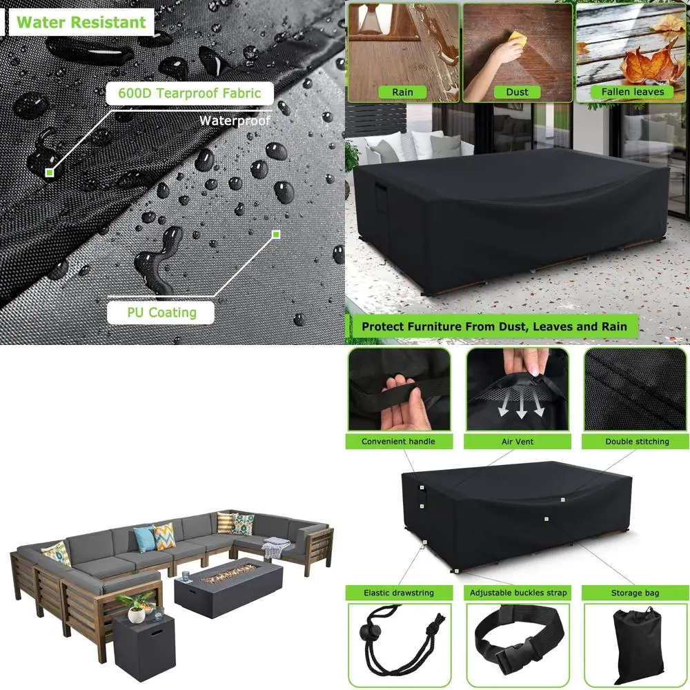 

Водонепроницаемый 600D сверхмощный уличный секционный чехол для дивана, устойчивый к ультрафиолетовому излучению, черный, 126 x 126 В x 28 часов