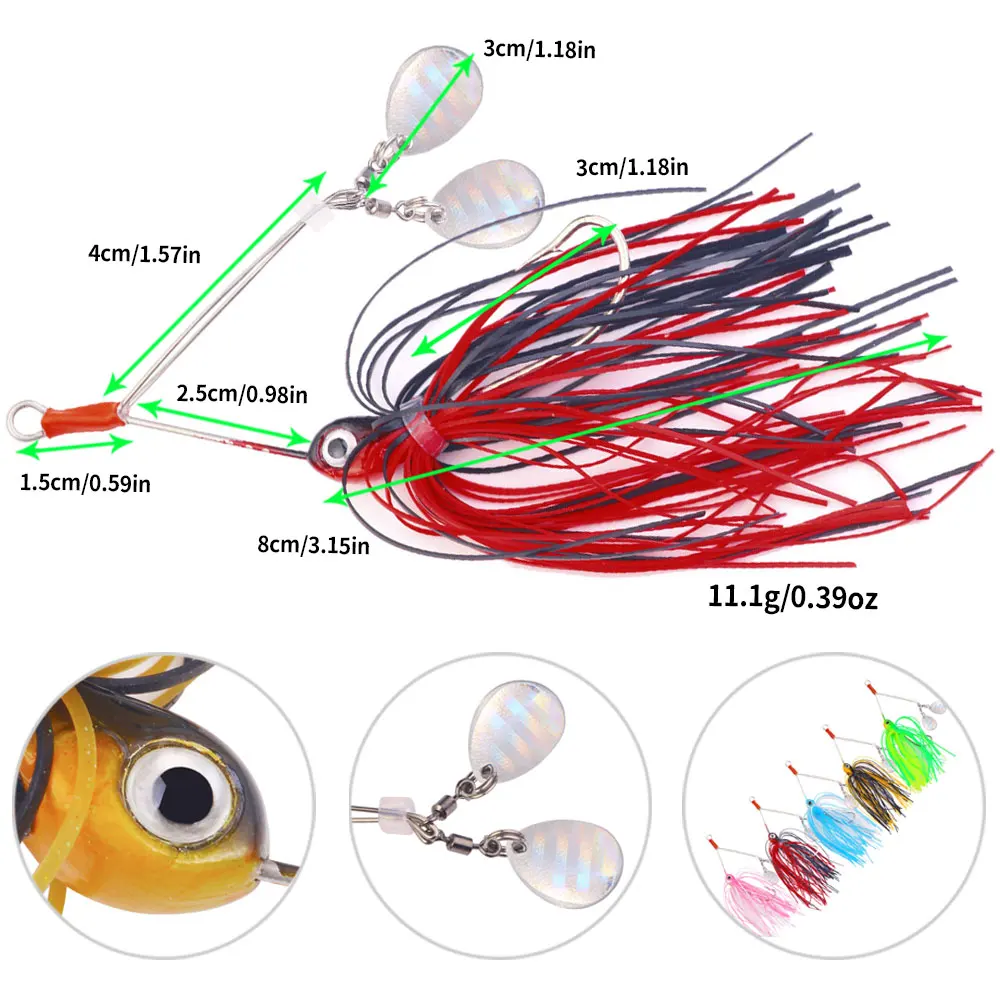 1PC 8cm 11,1g Angeln Spinnerbait Doppel-Blätter Pailletten Löffel Wobbler angeln Locken Angelgerät Für Bass köder