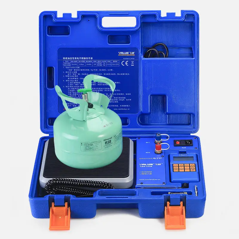 VES-50A/100B Manual Refrigerant Recovery Electronic Balance High-Precision Metal Freon Quantitative Filling Electronic Scale 9V