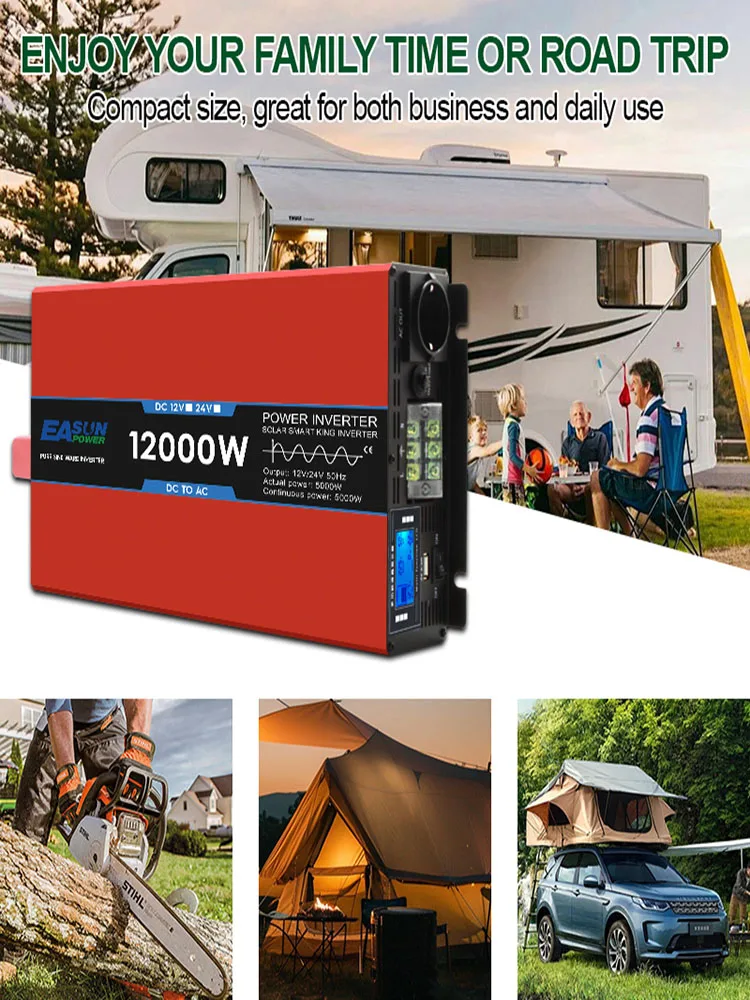 Easun 12000W 8000W 5000W Pure Sinusomvormer Dc 12V 24V Naar Ac 220V Draagbare Power Bank Converter Auto Inverter Transformator - afbeelding 2