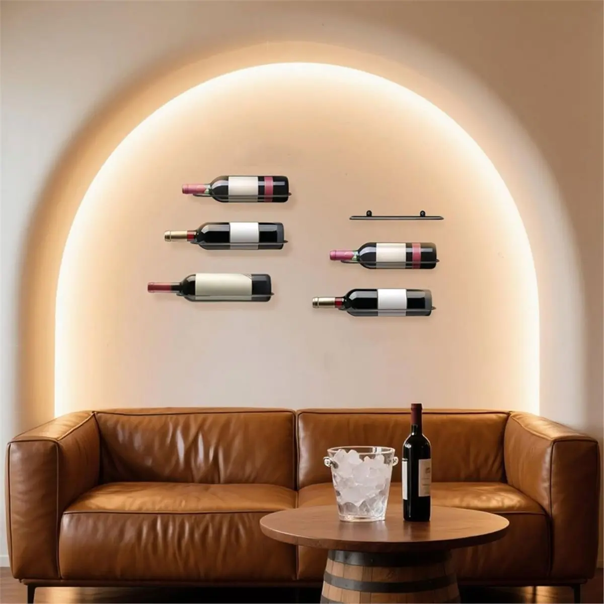 giftnew 6 Pcs Wall Mounted Wine Rack: Wall Mount Wine Rack for Wine Bottles Display and Storage - Metal Wall Wine Bottle Holder
