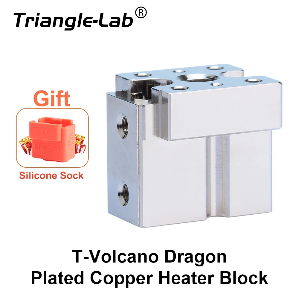 

Trianglelab T-Volcano Dragon Plated Copper HeaterBlock Compatible With Trianglelab and Phaet Dragon Hotend 3d printer HEAT BLOCK