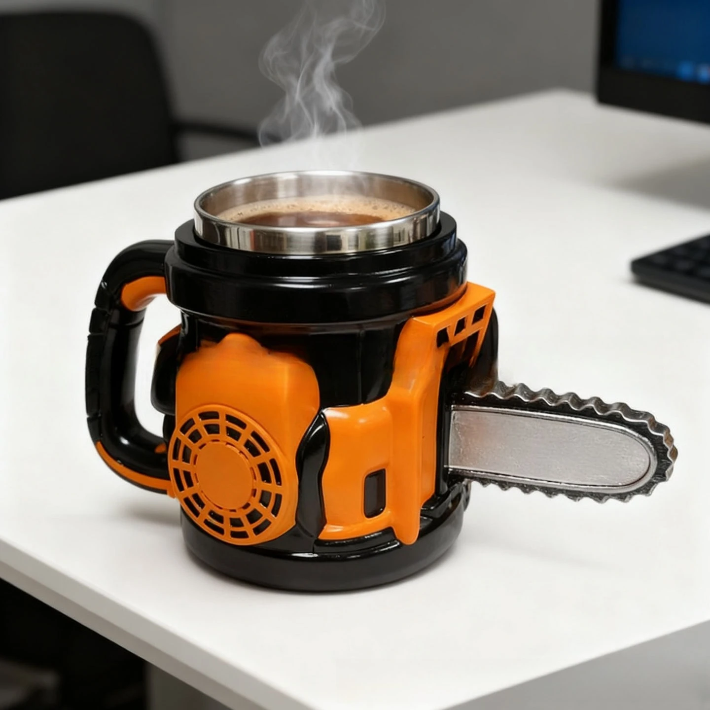 

New Chainsaw Cup Made of Resin Material with Stainless Steel Inner Liner and Desktop Mug