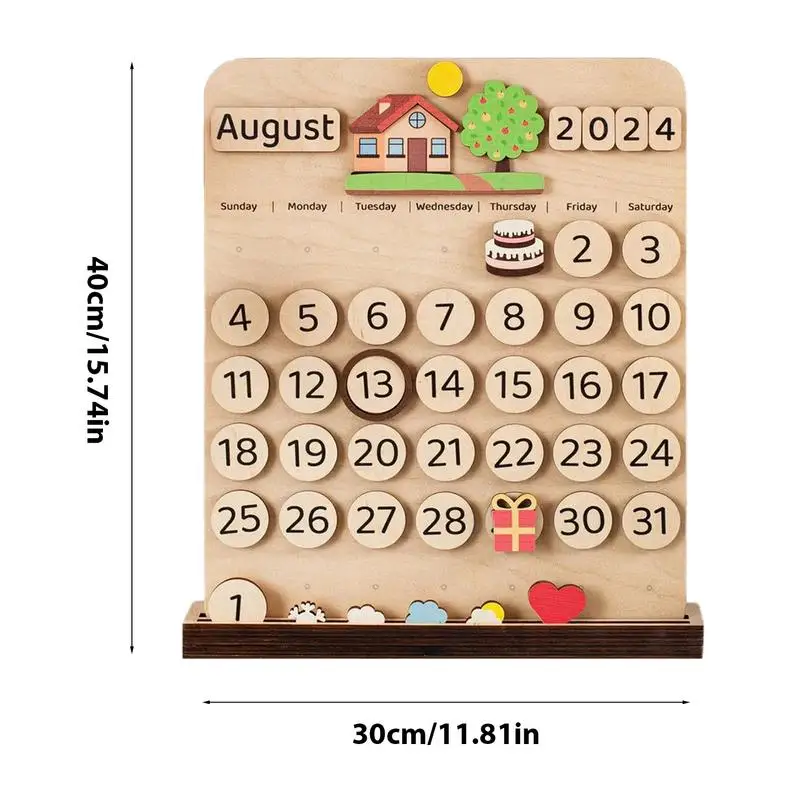 Kids Magnetic Calendar KidsCalendar With Wooden Numbers Magnetic Calendar Monthly Planner Board For Home Offices School