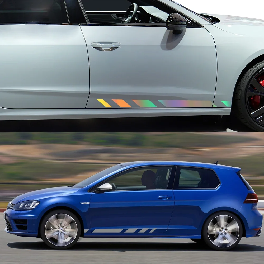 2PCS Car Door Side Stickers Vinyl Racing Style Decals Auto Accessories For Volkswagen VW Golf 8 7 5 4 6 GTI MK8 MK7 MK5 MK6 MK4